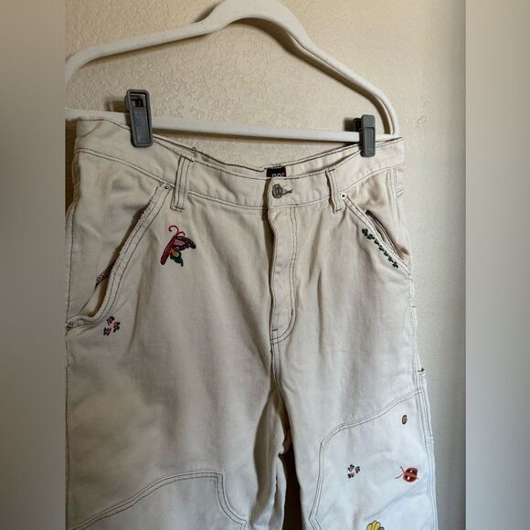 BDG High-Waisted Carpenter Jean Embroidered Ecru Sz 32 - Picture 4 of 11